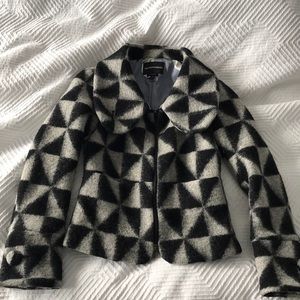 Giorgio Armani Black and Gray Geometric Blazer